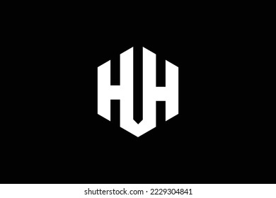 Plantilla de diseño del logotipo de polígono de la letra HUH