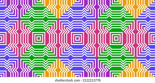 Huichol Art Zigzag Seamless Pattern Mexico Ethnic