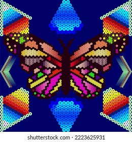 huichol mexican art butterfly background in vector format