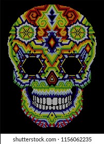 huichol skull mexican