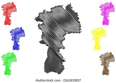 Huitzuco municipality (Free and Sovereign State of Guerrero, Mexico, United Mexican States) map vector illustration, scribble sketch Huitzuco de los Figueroa map