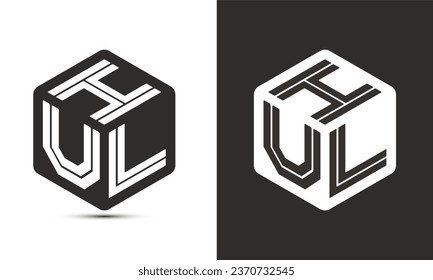 HUL letter logo design with illustrator cube logo, vector logo modern alphabet font overlap style. Premium Business logo icon. White color on black background
