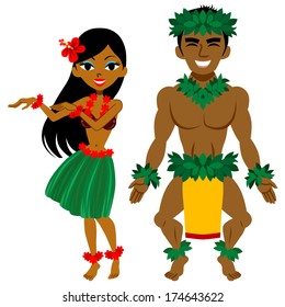 Hula Dancer, Man And Woman