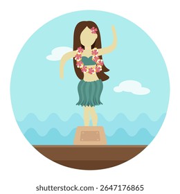 Hula Dancer Statuette vector icon. Summer. Summertime. Holiday. Vacation, eps 10