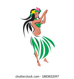 Ilustración vectorial de la bailarina Hula aislada en fondo blanco en EPS10