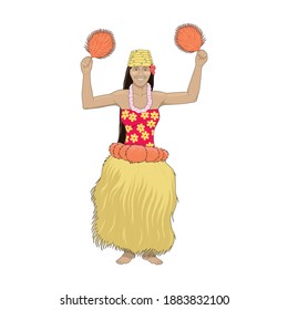Hula dancer woman vector illustration isolated on a white background in EPS10