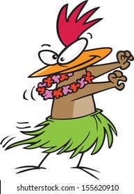 Hula dancing cartoon chicken