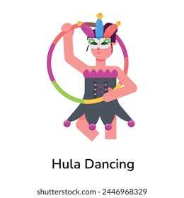 Hula dancing flat character icon 