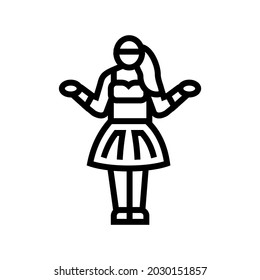 hula hawaiian dance line icon vector. hula hawaiian dance sign. isolated contour symbol black illustration