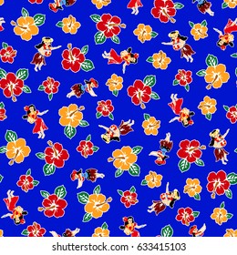 Hula and Hibiscus pattern,