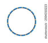 Hula hoop blue yellow icon. Kids hoop. Sport equipment for workout. Training accessories for fitness club or home exercises. Flat vector illustration isolated on white.