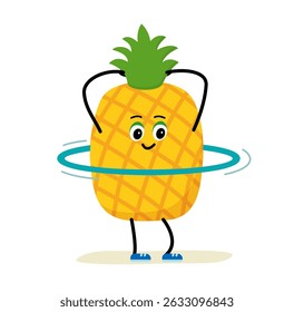hula hoop; hoop; circle. Acute, strong Avocado. The concept of classes in the gym with the image of Avocado, health, fitness. Vector illustration