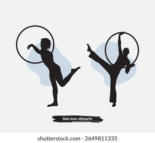  Hula hoop dancer silhouettes vector design