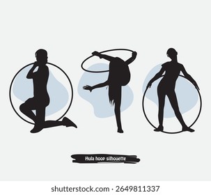  Hula hoop dancer silhouettes vector design