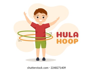 Hula Hoop Illustration with Kids Exercising Playing Hula Hoops and Fitness Training in Sports Activity Flat Cartoon Hand Drawn Templates