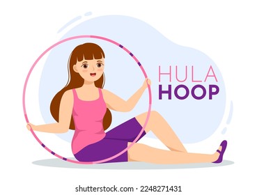 Hula-Hoop-Illustration mit Menschen, die spielen Hula-Hoops und Fitness-Training in sportlichen Aktivitäten Flach Cartoon handgezeichnete Vorlagen