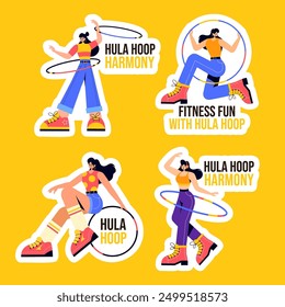 Hula Hoop Label Flat Cartoon Hand Drawn Templates Background Illustration