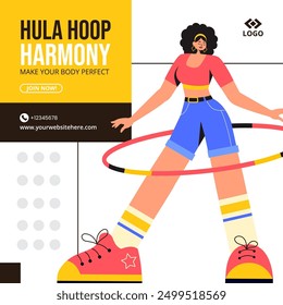 Hula Hoop Social Media Illustration Flat Cartoon Hand Drawn Templates Background