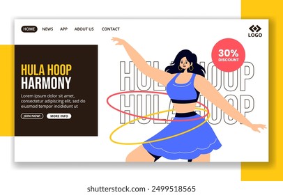 Hula Hoop Social Media Landing Page Cartoon Hand Drawn Templates Background Illustration