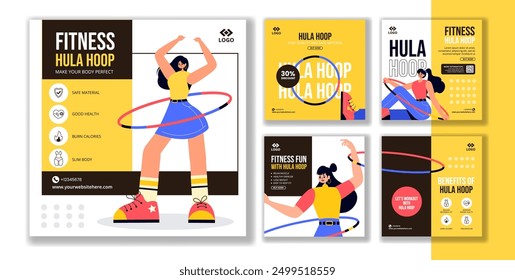 Hula Hoop Social Media Post Flat Cartoon Hand Drawn Templates Background Illustration