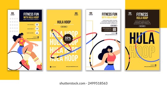 Hula Hoop Social Media Stories Flat Cartoon Hand Drawn Templates Background Illustration