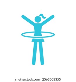 Hula Hoop Vibes: Woman Figure Icon. Isolated on whit