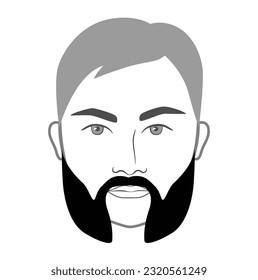 Hulihee Beard style men in face illustration Facial hair mustache. Vector grey black portrait male Fashion template flat barber collection set. Stylish hairstyle isolated outline on white background.