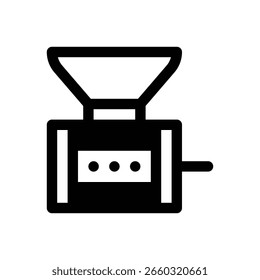 Huller. Outlined stroke vector icon with black-filled details.