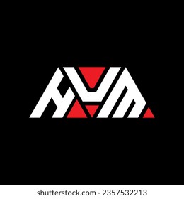 HUM triangle letter logo design with triangle shape. HUM triangle logo design monogram. HUM triangle vector logo template with red color. HUM triangular logo Simple, Elegant, and Luxurious design.