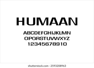Humaan font for logo and headline. Isolated vector typeset