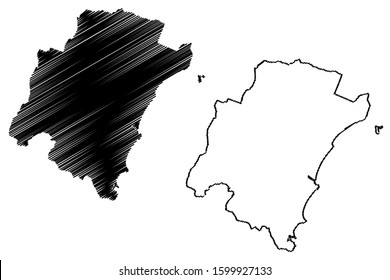 Humacao municipality (Commonwealth of Puerto Rico, Porto Rico, PR, Unincorporated territories of the United States) map vector illustration, scribble sketch Humacao map
