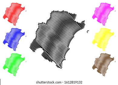 Humacao municipality (Commonwealth of Puerto Rico, Porto Rico, PR, Unincorporated territories of the United States) map vector illustration, scribble sketch Humacao map