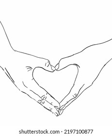 Humain hands drawing line art