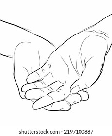 Humain Hands Drawing Line Art Stock Vector (Royalty Free) 2197100887 ...