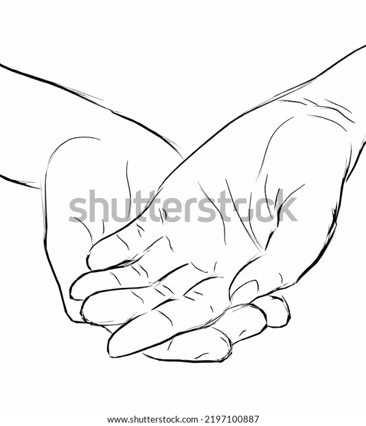 Humain Hands Drawing Line Art Stock Vector (Royalty Free) 2197100887 ...