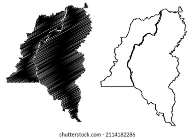 Humaita municipality (Amazonas state, Municipalities of Brazil, Federative Republic of Brazil) map vector illustration, scribble sketch Humaita map