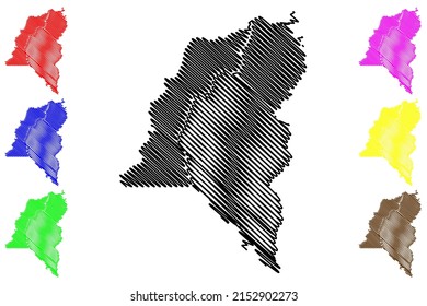 Humaita municipality (Amazonas state, Municipalities of Brazil, Federative Republic of Brazil) map vector illustration, scribble sketch Humaita map