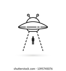 human abduction by aliens linear icon. flat simple style trend modern logotype graphic stroke art design isolated on white background. concept of visiting the earth planet for experiments on people