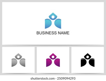 Human Abstract Extend Arms Stretching Body Logo Design