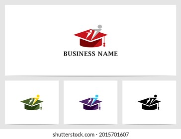 Forma Resumen Humano Ascendiendo desde el diseño del logotipo de Sombrero de Graduación