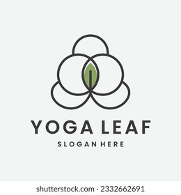 Human abstract Yoga With Leaf Logo Design Template.