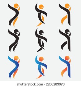 conjunto de plantillas de logotipo de acción humana