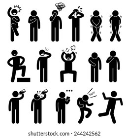 Human Action Poses Postures Stick Figure Pictogram Icons