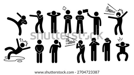 Human Action Poses Postures Stick Figure Pictogram Icons. Human Action Poses Postures Stick Figure Pictogram Icons. 