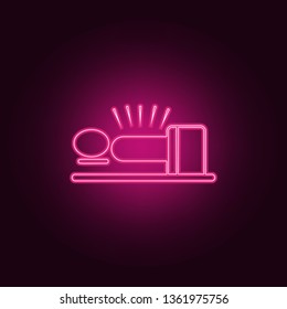 Human acupuncture with needles icon. Elements of SPA in neon style icons. Simple icon for websites, web design, mobile app, info graphics