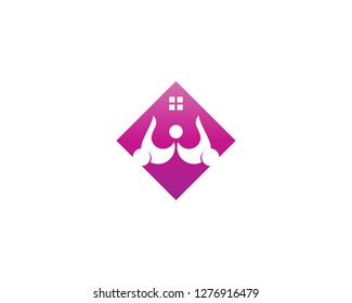 Human adoption logo design vector illustration