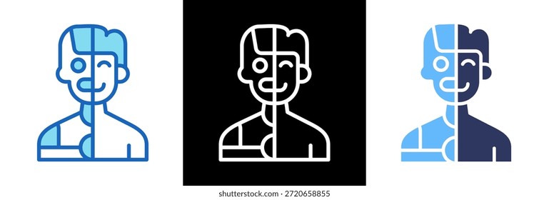 Ilustración vectorial triplestyle de icono de IA humana