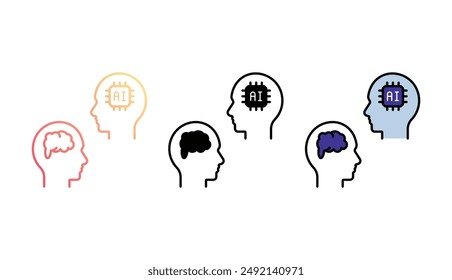 Human Ai interaction icon design with white background stock illustration
