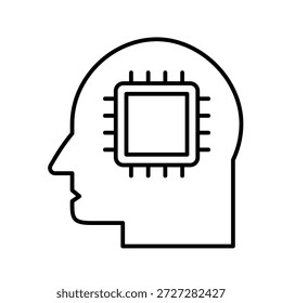 Icono de contorno de IA humana Ilustración vectorial