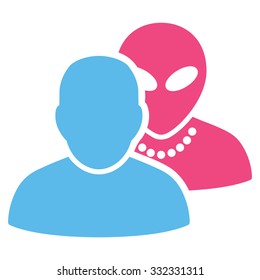 Human Alien Contacts vector icon. Style is flat bicolor pink and blue symbol, rounded angles, white background.